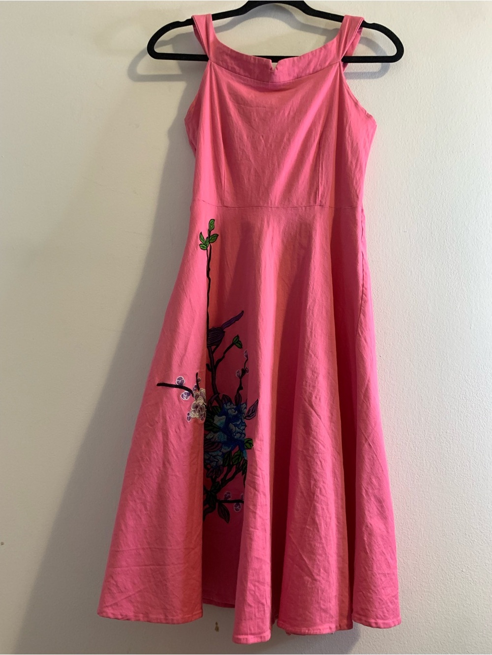 Women’s Stretchy Pink Floral Embroidered Formal Dress